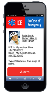 Nyckelring med In Case of Emergency (ICE) information